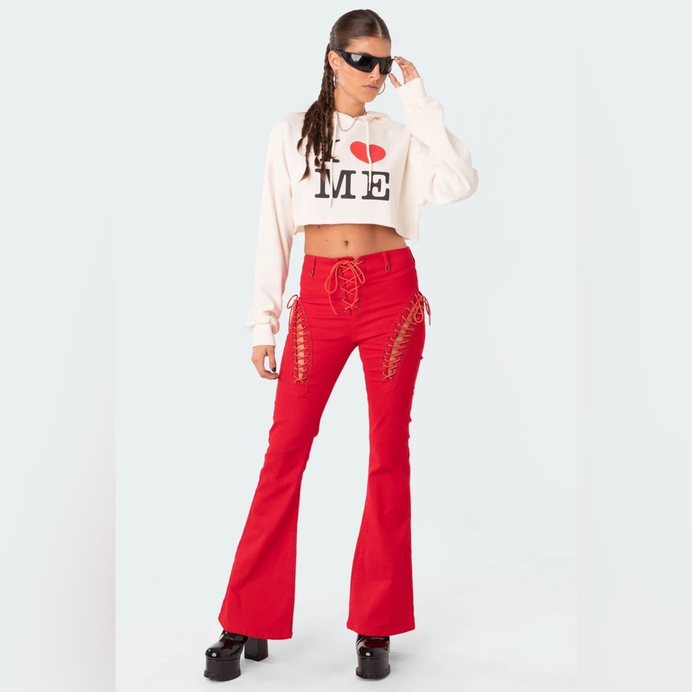 Women’s Edikted Engine Red Flared Jeans